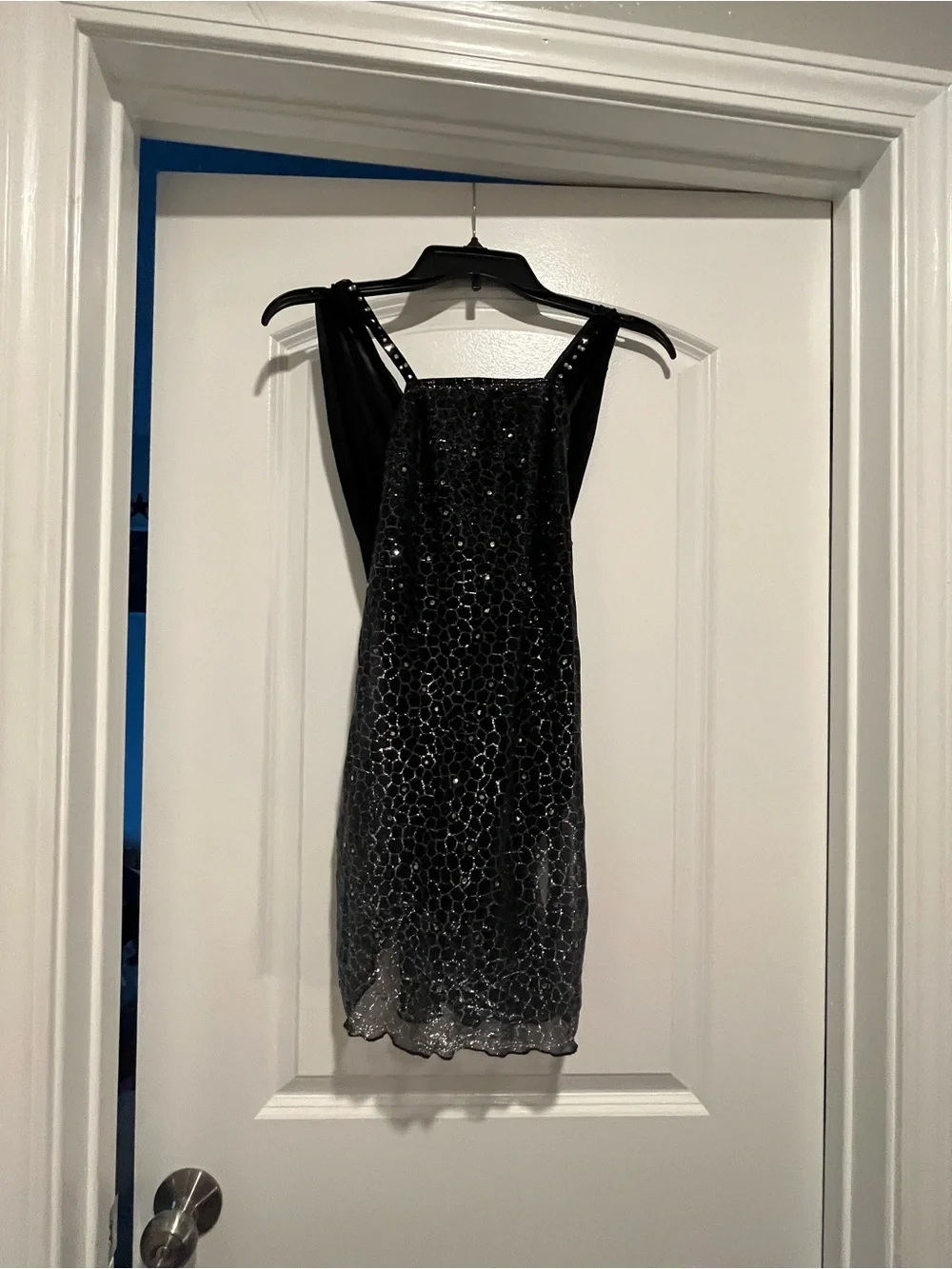 Dance - Lyrical Black Sequin Dress with Sheer Overlay Headpiece